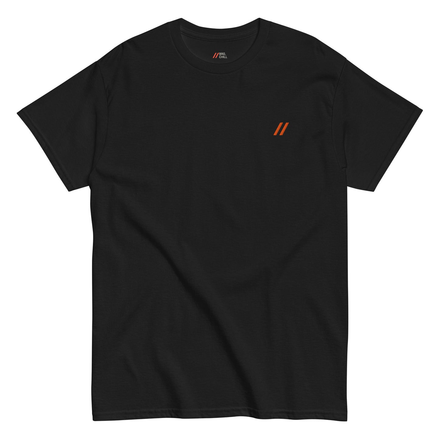 Black t-shirt with the Bro, Chill logo on the front