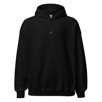 Black hoodie with the Bro, Chill logo on the front