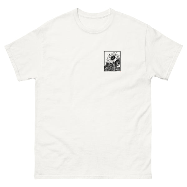 White top with 'Together We Grow' text next to a sunglower graphic