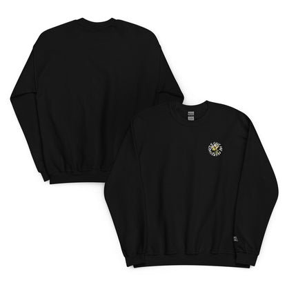 Black sweatshirt with a design on the front which says give me my flowers and a picture of flowers